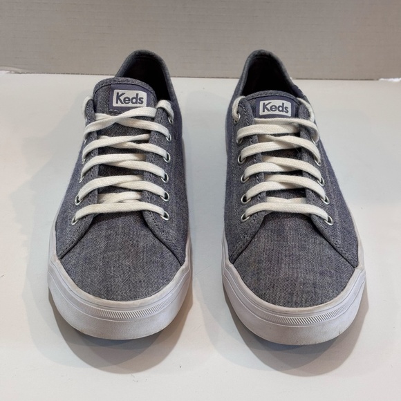 EUC Ked's Women's Kickstart Canvas Sneakers SZ 9 Blue Gray White Lace Up - Picture 5 of 9